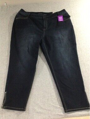 NEW Lane Bryant Women's Jeans Size 24 Genius Fit Skinny Stretch Zip Ankle Dark